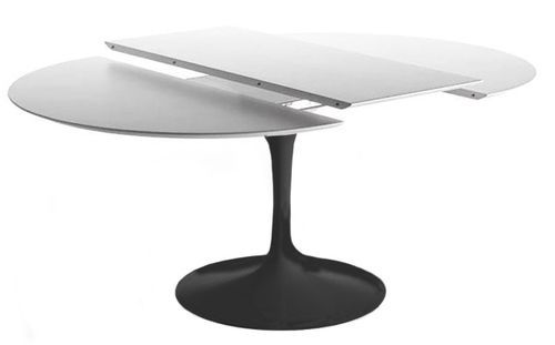 Table tulipe ovale extensible 170/230 cm blanc et noir mat - Photo n°2; ?>