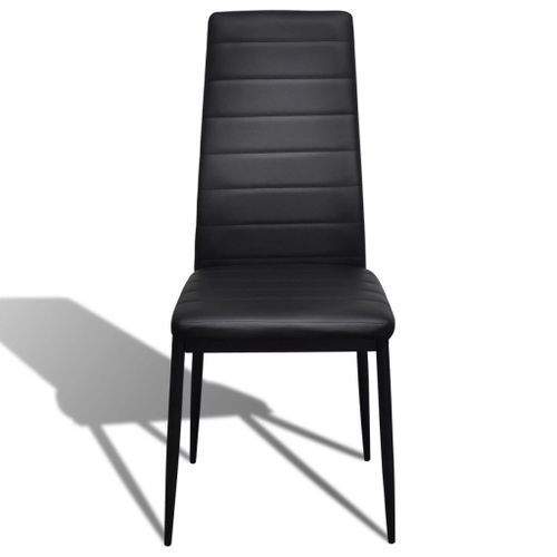 Table verre trempé et 4 chaises simili noir Blubo - Photo n°3; ?>