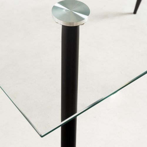 Table verre trempé et pieds métal noir Barrio 125 cm - Photo n°3; ?>