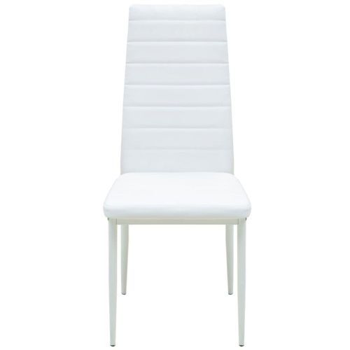 Table verre trempé noir et blanc et 4 chaises simili blanc Dami - Photo n°3; ?>