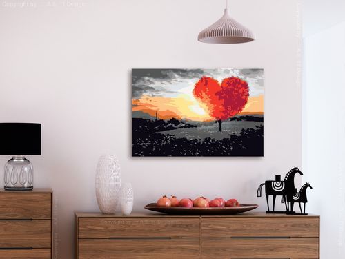Tableau à peindre par soi-même Arbre en forme de coeur (lever de soleil) - Photo n°2; ?>
