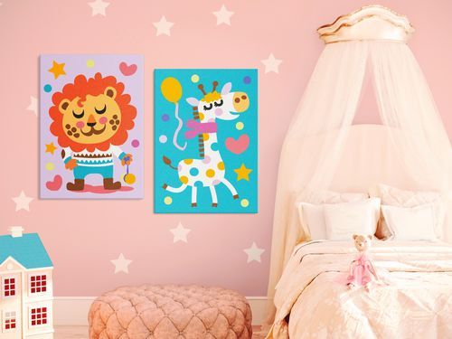 Tableau à peindre par soi-même Lion et girafe - Photo n°2; ?>