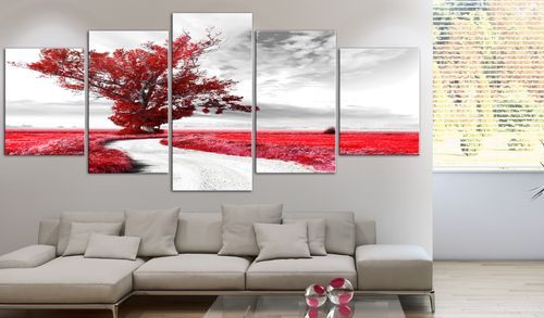 Tableau Lone Tree (5 Parts) Red - Photo n°2; ?>