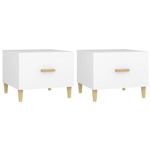 Tables basses 2 pcs blanc 50x50x40 cm bois d'ingénierie - Photo n°2; ?>