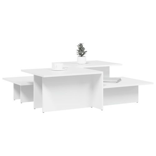 Tables basses 2 pcs blanc bois d'ingénierie - Photo n°3; ?>