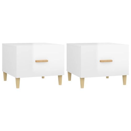 Tables basses 2 pcs blanc brillant 50x50x40cm bois d'ingénierie - Photo n°2; ?>