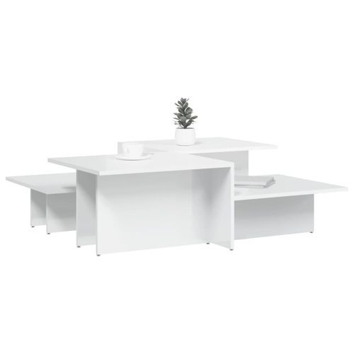 Tables basses 2 pcs blanc brillant bois d'ingénierie - Photo n°3; ?>