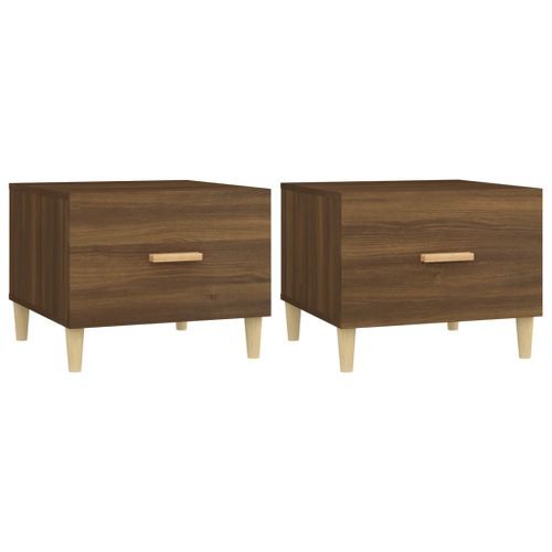 Tables basses 2 pcs chêne marron 50x50x40 cm bois d'ingénierie - Photo n°2; ?>