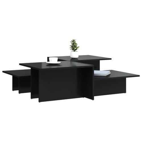 Tables basses 2 pcs noir brillant bois d'ingénierie - Photo n°3; ?>