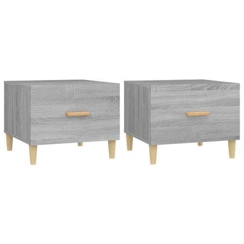 Tables basses 2 pcs sonoma gris 50x50x40 cm bois d'ingénierie - Photo n°2; ?>