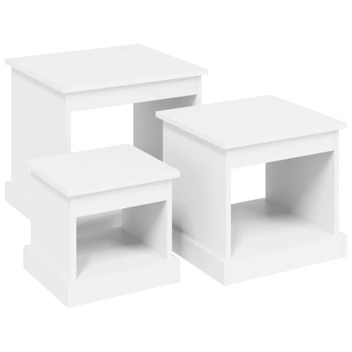 Tables basses 3 pcs blanc bois d'ingénierie - Photo n°2; ?>