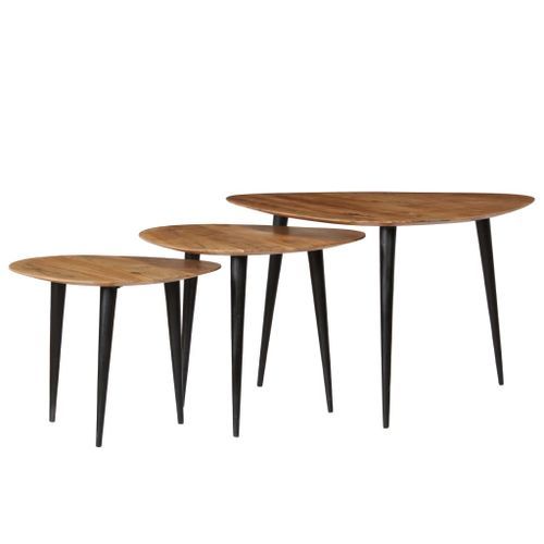 Tables basses 3 pcs Bois d'acacia massif 2 - Photo n°2; ?>