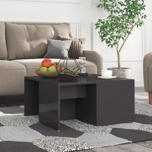 Tables basses 4 pcs Gris brillant 33x33x33 cm - Photo n°3; ?>