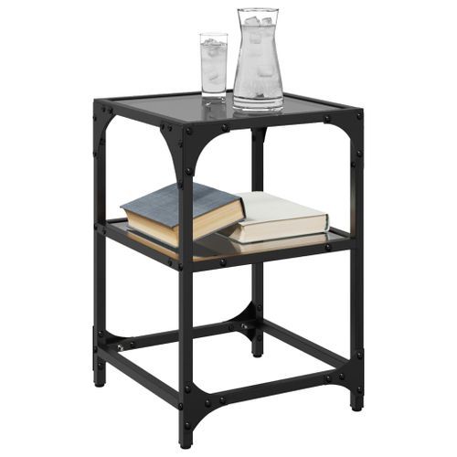 Tables basses avec dessus en verre noir 2 pcs 30x30x45 cm acier - Photo n°3; ?>