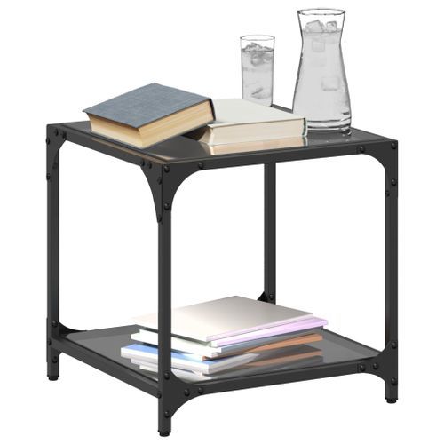 Tables basses avec dessus en verre noir 2 pcs 40x40x40 cm acier - Photo n°3; ?>