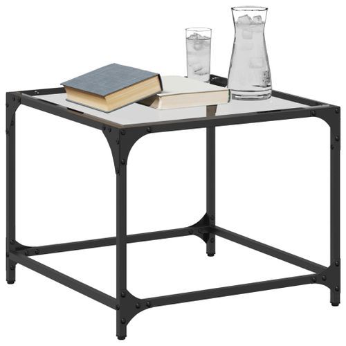 Tables basses avec dessus en verre transparent 2 pcs acier - Photo n°3; ?>