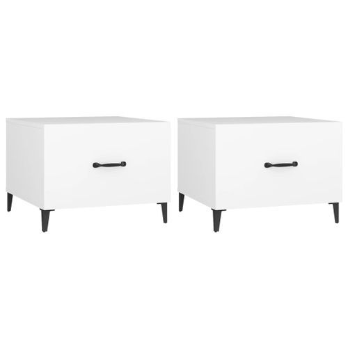 Tables basses avec pieds en métal 2 pcs Blanc 50x50x40 cm - Photo n°2; ?>