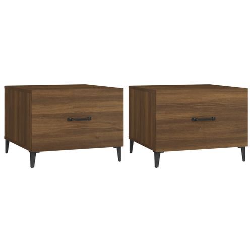 Tables basses avec pieds en métal 2 pcs Chêne marron 50x50x40cm - Photo n°2; ?>