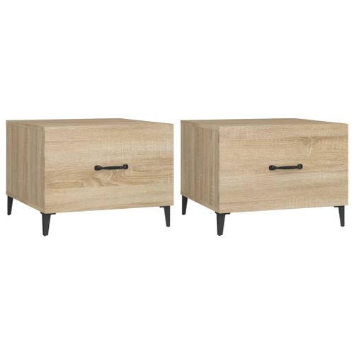 Tables basses avec pieds en métal 2 pcs Chêne sonoma 50x50x40cm - Photo n°2; ?>