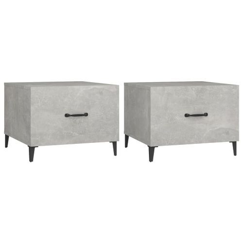 Tables basses avec pieds en métal 2 pcs Gris béton 50x50x40 cm - Photo n°2; ?>