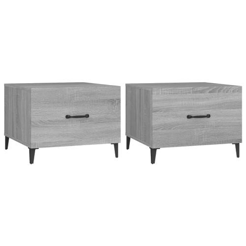 Tables basses avec pieds en métal 2 pcs Sonoma gris 50x50x40 cm - Photo n°2; ?>