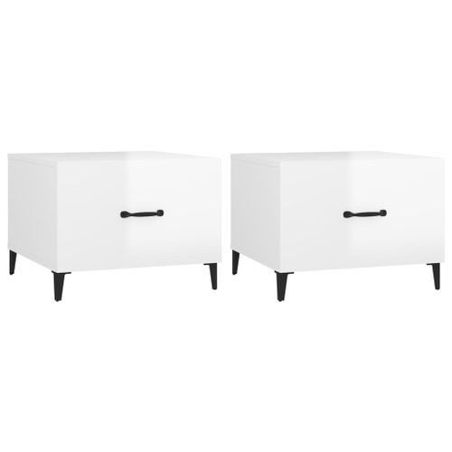 Tables basses avec pieds métal 2 pcs Blanc brillant 50x50x40 cm - Photo n°2; ?>