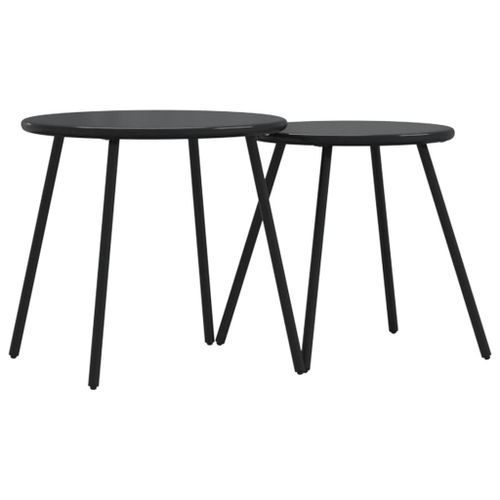 Tables basses de jardin 2pcs rondes noir acier enduit de poudre - Photo n°2; ?>