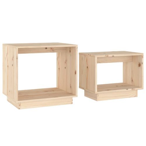 Tables basses gigognes 2 pcs Bois de pin massif - Photo n°2; ?>