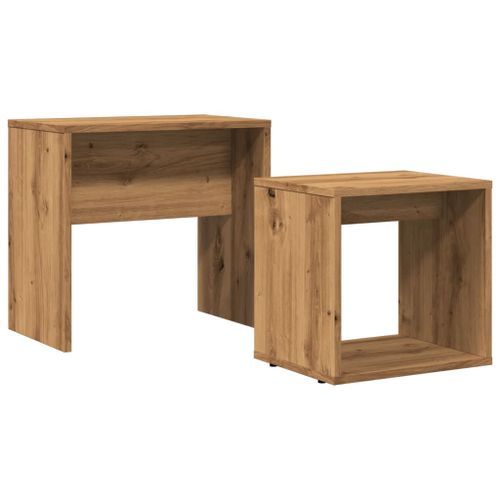 Tables basses gigognes 2 pcs chêne artisanal bois d'ingénierie - Photo n°2; ?>