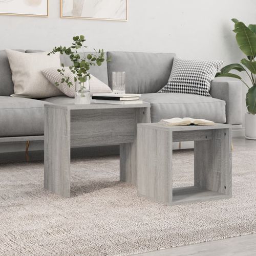 Tables basses gigognes 2 pcs sonoma gris bois d'ingénierie - Photo n°2; ?>