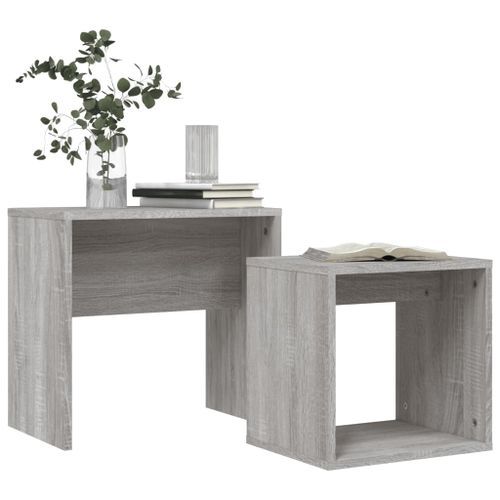 Tables basses gigognes 2 pcs sonoma gris bois d'ingénierie - Photo n°3; ?>