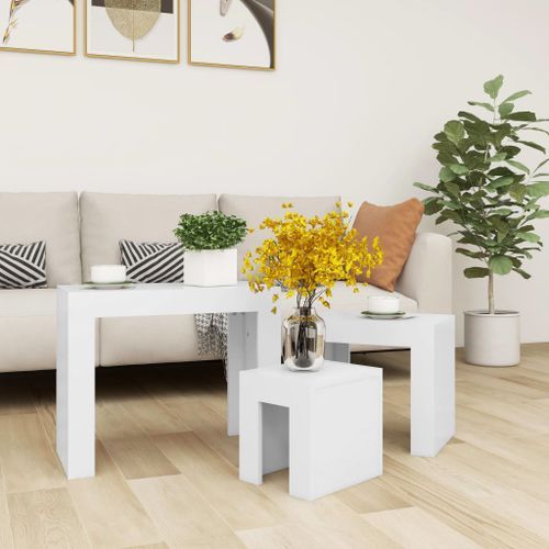 Tables basses gigognes 3 pcs Blanc - Photo n°3; ?>