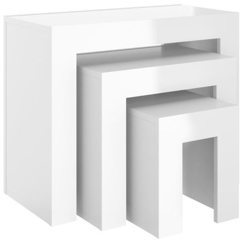 Tables basses gigognes 3 pcs Blanc brillant - Photo n°3; ?>