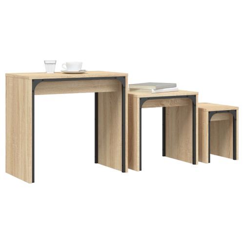 Tables basses gigognes 3 pcs chêne sonoma bois d'ingénierie - Photo n°3; ?>