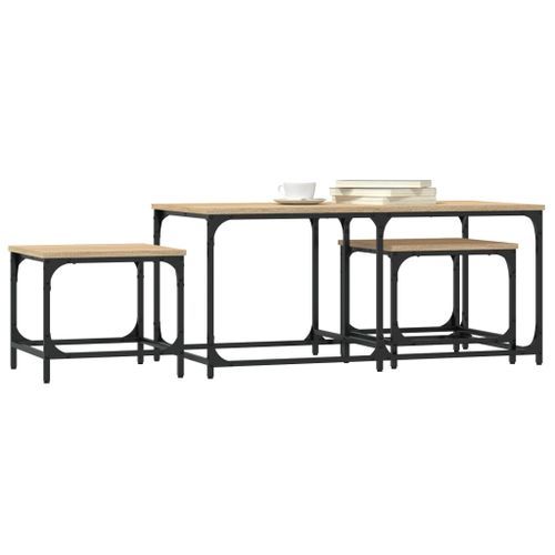 Tables basses gigognes 3 pcs chêne sonoma bois d'ingénierie - Photo n°3; ?>