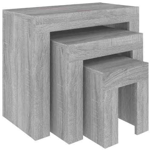 Tables basses gigognes 3 pcs sonoma gris bois d'ingénierie - Photo n°2; ?>