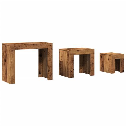 Tables basses gigognes 3 pcs vieux bois bois d'ingénierie - Photo n°2; ?>