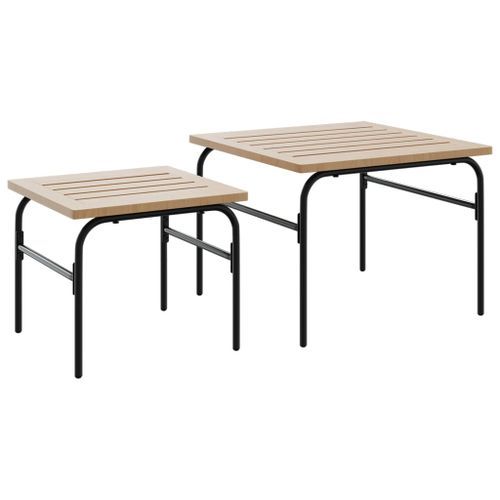 Tables basses gigognes de jardin 2 pcs marron et noir acier - Photo n°2; ?>