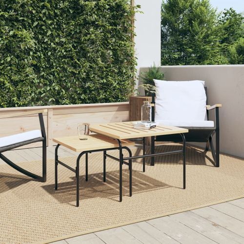 Tables basses gigognes de jardin 2 pcs marron et noir acier - Photo n°3; ?>