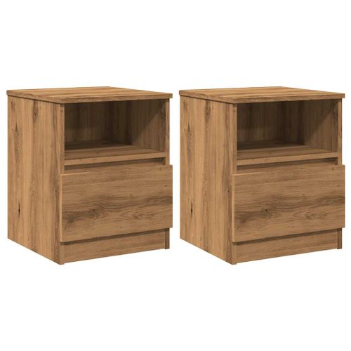 Tables chevet 2 pcs chêne artisanal 40x40x50 cm bois ingénierie - Photo n°2; ?>