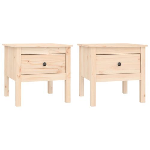 Tables d'appoint 2 pcs 50x50x49 cm Bois massif de pin - Photo n°2; ?>