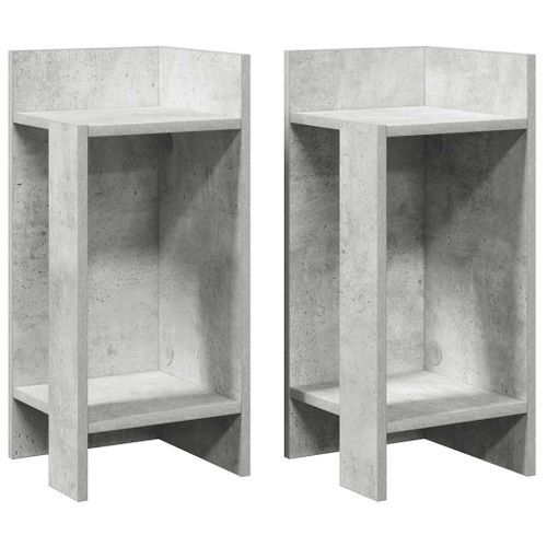 Tables d'appoint 2 pcs avec étagère gris béton 25,5x27x60 cm - Photo n°2; ?>