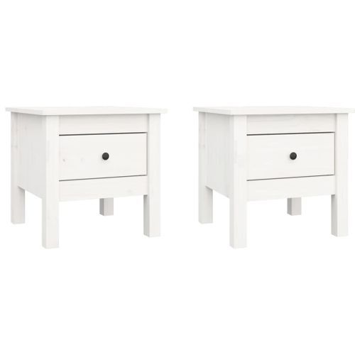 Tables d'appoint 2 pcs Blanc 40x40x39 cm Bois massif de pin - Photo n°2; ?>