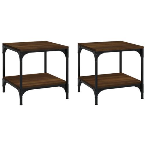 Tables d'appoint 2 pcs Chêne marron 40x40x40 cm Bois ingénierie - Photo n°2; ?>