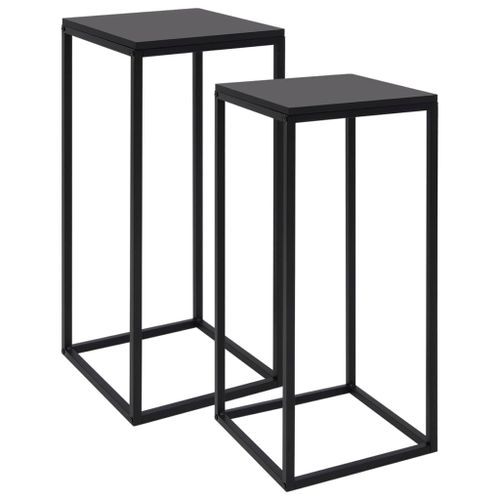 Tables d'appoint 2 pcs Noir Acier - Photo n°2; ?>