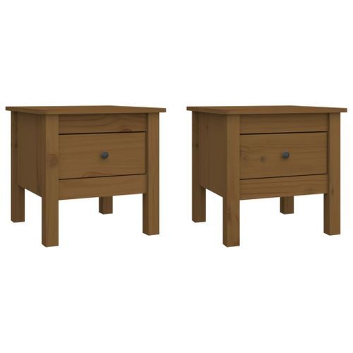 Tables d'appoint 2pcs Marron miel 40x40x39cm Bois massif de pin - Photo n°2; ?>