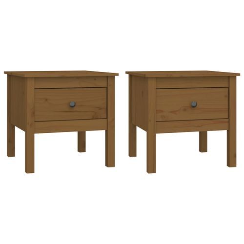 Tables d'appoint 2pcs Marron miel 50x50x49cm Bois massif de pin - Photo n°2; ?>