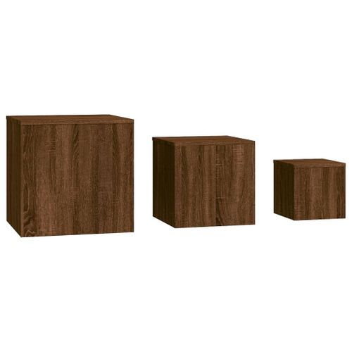 Tables d'appoint 3 pcs Chêne marron Bois d'ingénierie - Photo n°3; ?>