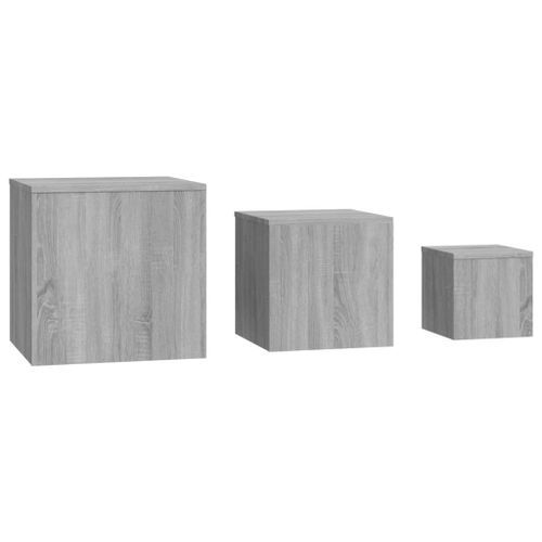 Tables d'appoint 3 pcs Sonoma gris Bois d'ingénierie - Photo n°3; ?>