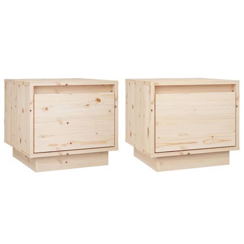 Tables de chevet 2 pcs 35x34x32 cm Bois de pin solide - Photo n°2; ?>